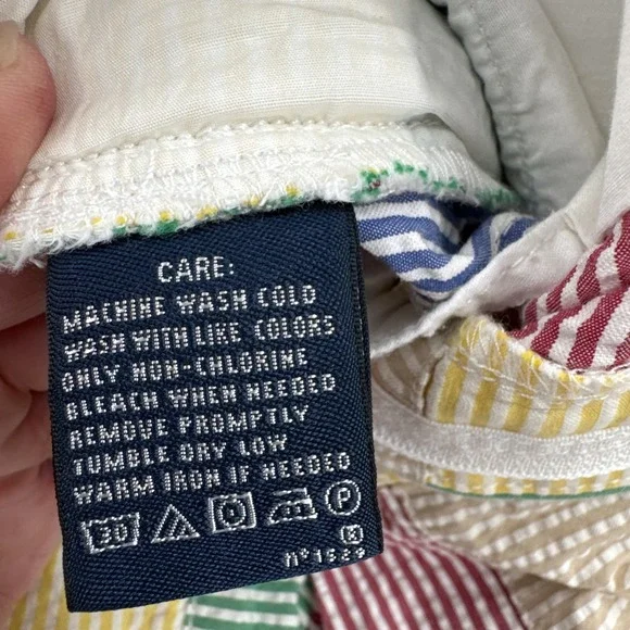 Ralph Lauren‎ Sport Relaxed Fit Colorblock Seersucker Shorts Patches Women 12 - Picture 5 of 6